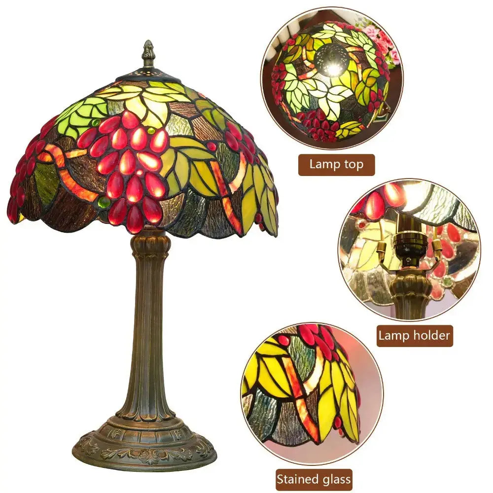 12inch Stained Glass Table Lamp Vintage Tiffany Garden Grapes Desk Light Classical Tiffany Lamp