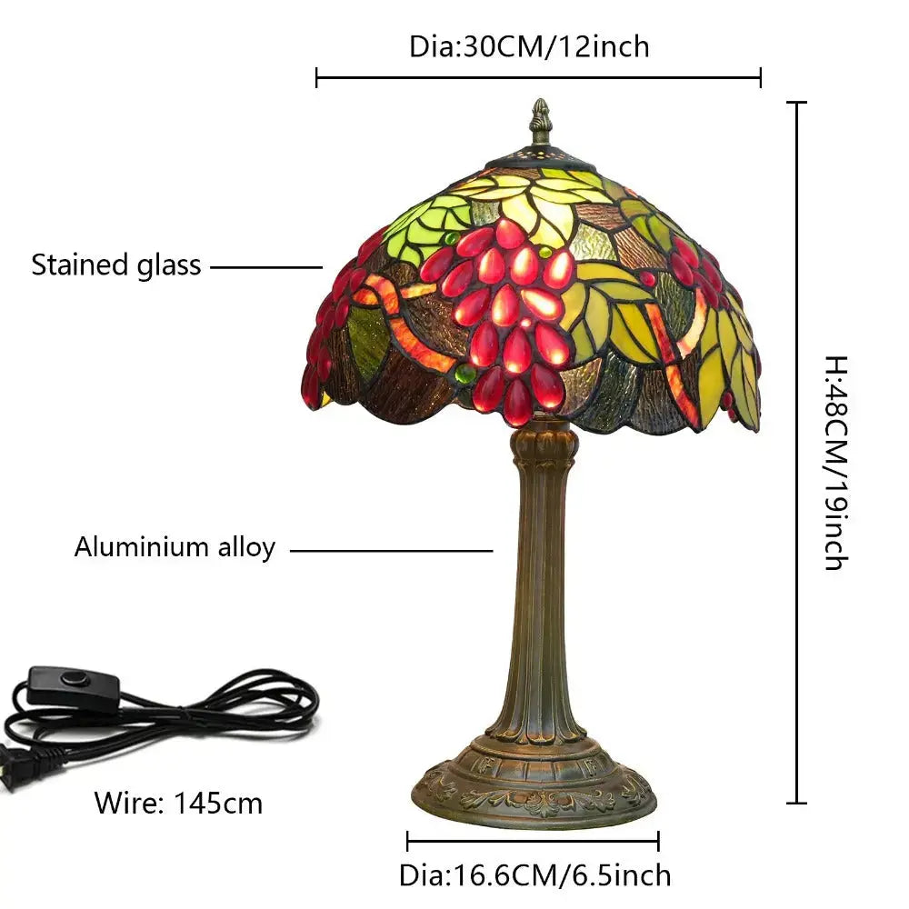 12inch Stained Glass Table Lamp Vintage Tiffany Garden Grapes Desk Light Classical Tiffany Lamp