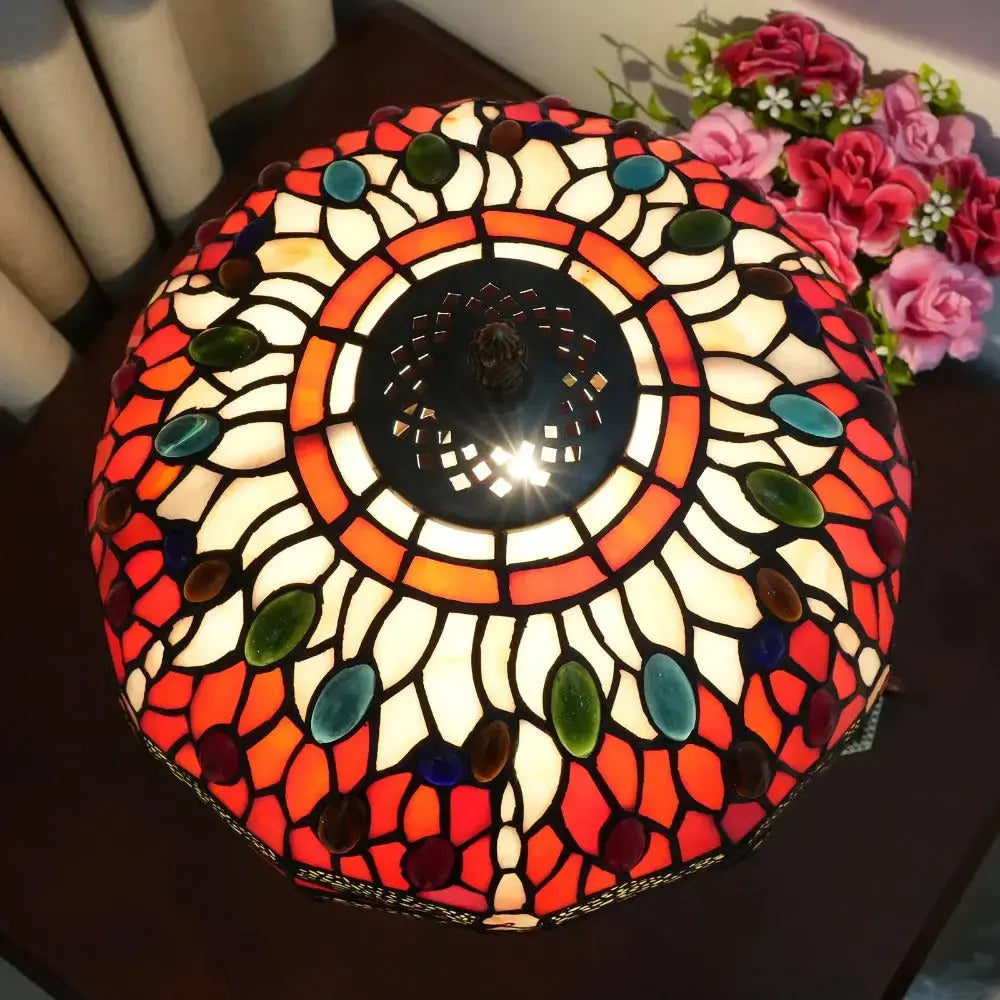 12inch Red Dragonfly Tiffany Lamp Stained Glass Lampshade Vintage Desk Light Classical Tiffany Lamp