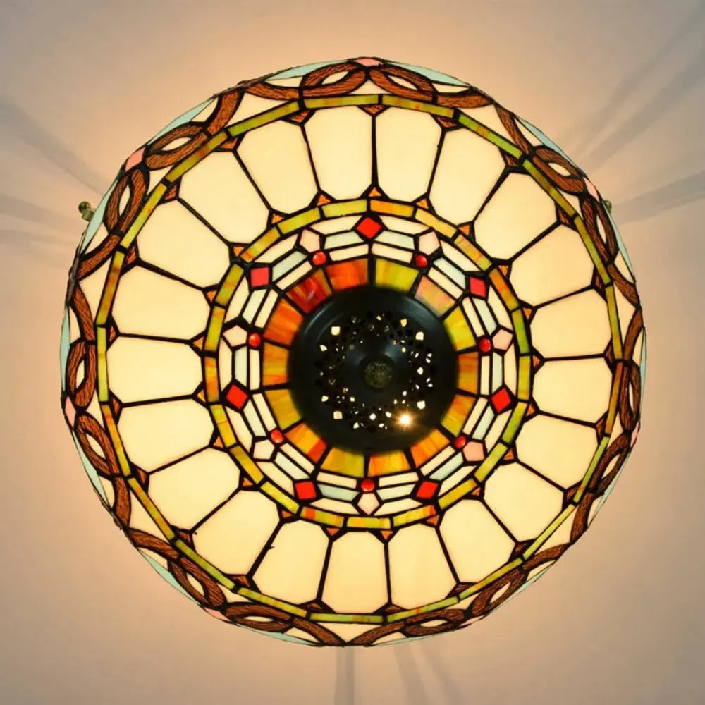 16inch Large Stained Glass Blue Lampshade Vintage Tiffany Ceiling Light Classical Tiffany Lamp
