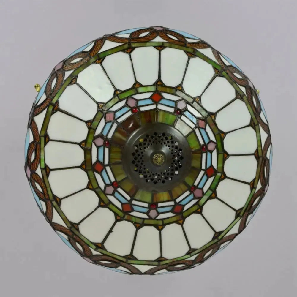 16inch Large Stained Glass Blue Lampshade Vintage Tiffany Ceiling Light Classical Tiffany Lamp