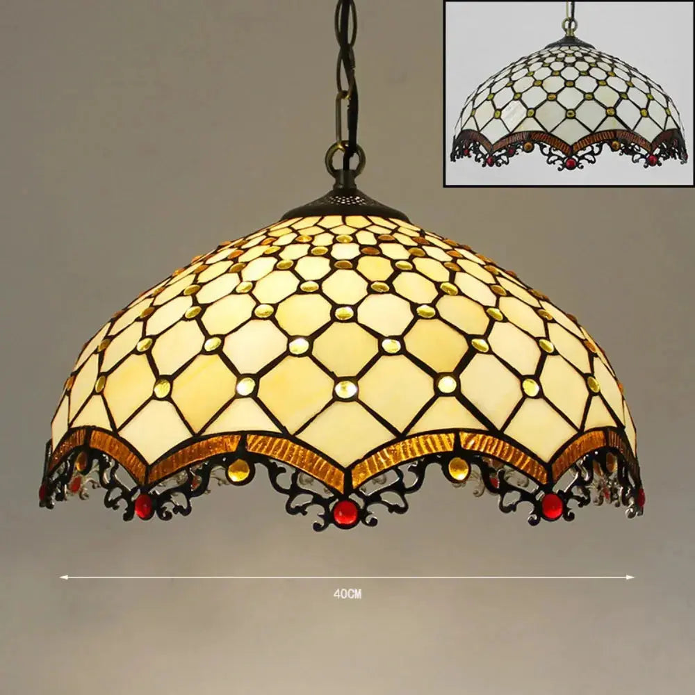 16inch 40cm Luxury Pearl Dragon Tail Tiffany Style Pendant Light Classical Tiffany Lamp