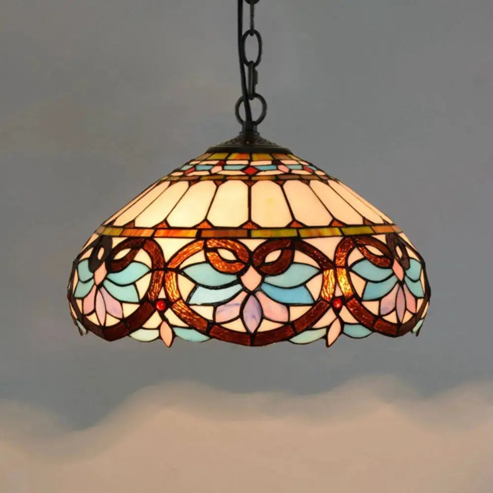 16inch Luxury Stained Glass Heart Lampshade Vintage Tiffany Style Pendant Light Classical Tiffany Lamp