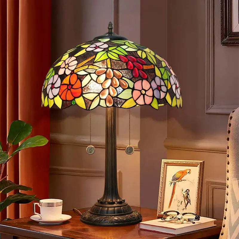 16inch Stained Glass Grape Flower Tiffany Table Lamps Bedside Light Classical Tiffany Lamp