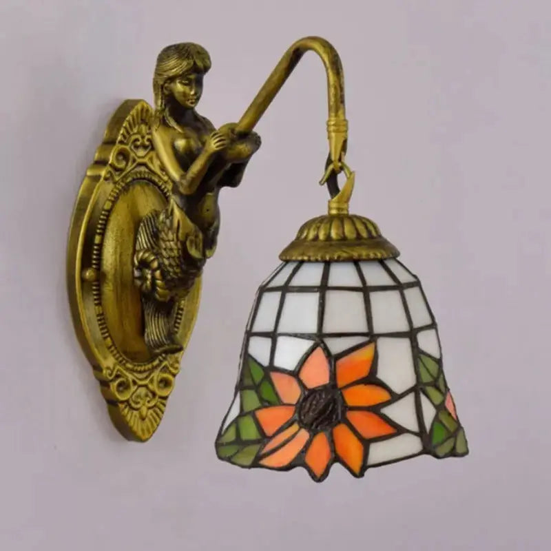 6inch Mini Tiffany Sconce Light Stained Glass Sunflower Lampshade Wall Lamp Classical Tiffany Lamp
