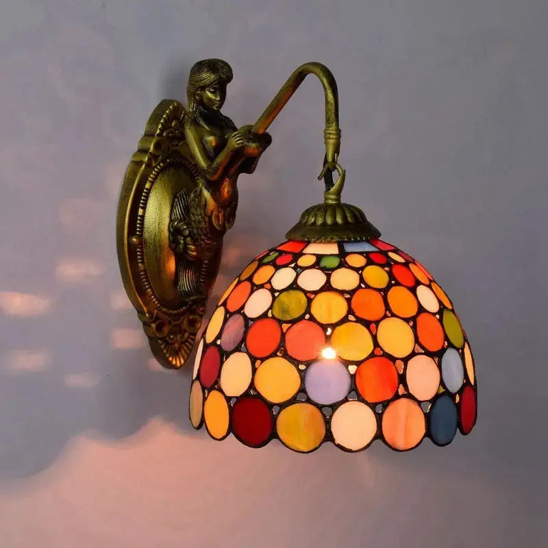8inch Small Stained Glass Bohemia Spot Lampshade Tiffany Style Outdoor Wall Lights Classical Tiffany Lamp