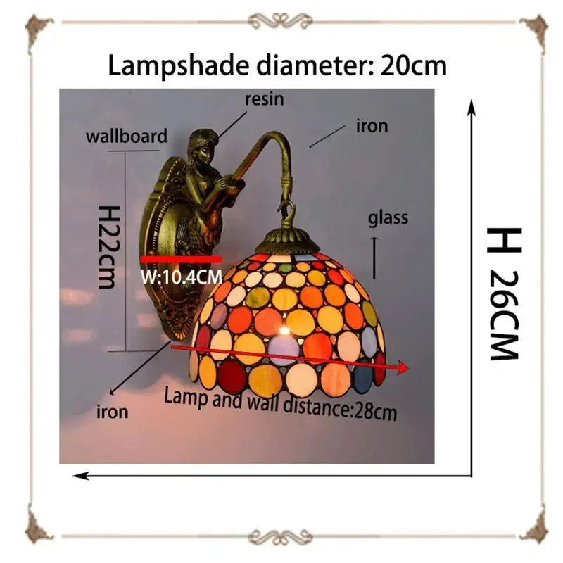 8inch Small Stained Glass Bohemia Spot Lampshade Tiffany Style Outdoor Wall Lights Classical Tiffany Lamp