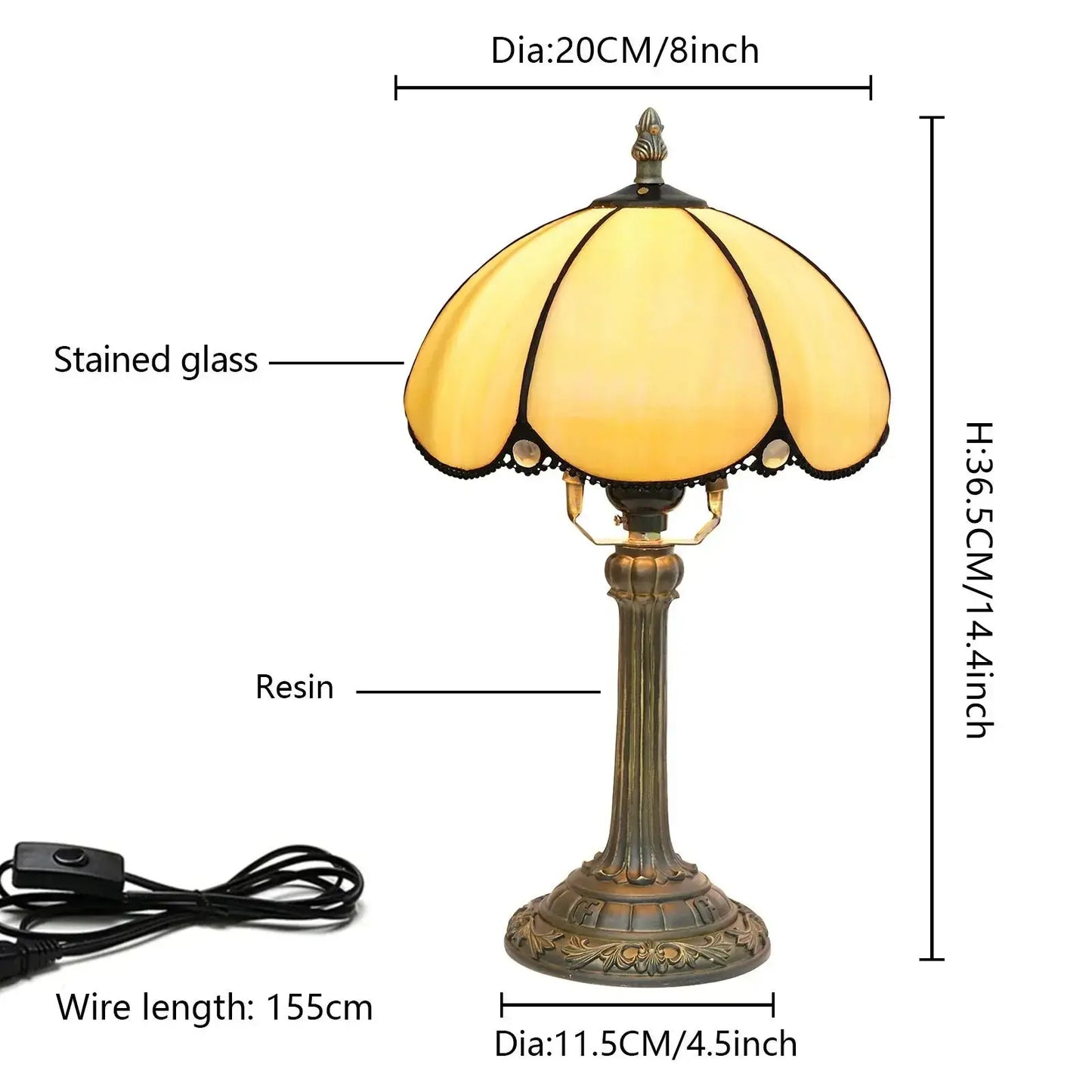 8inch Stained Glass Small Tiffany Table Lamps Bedside Light Classical Tiffany Lamp