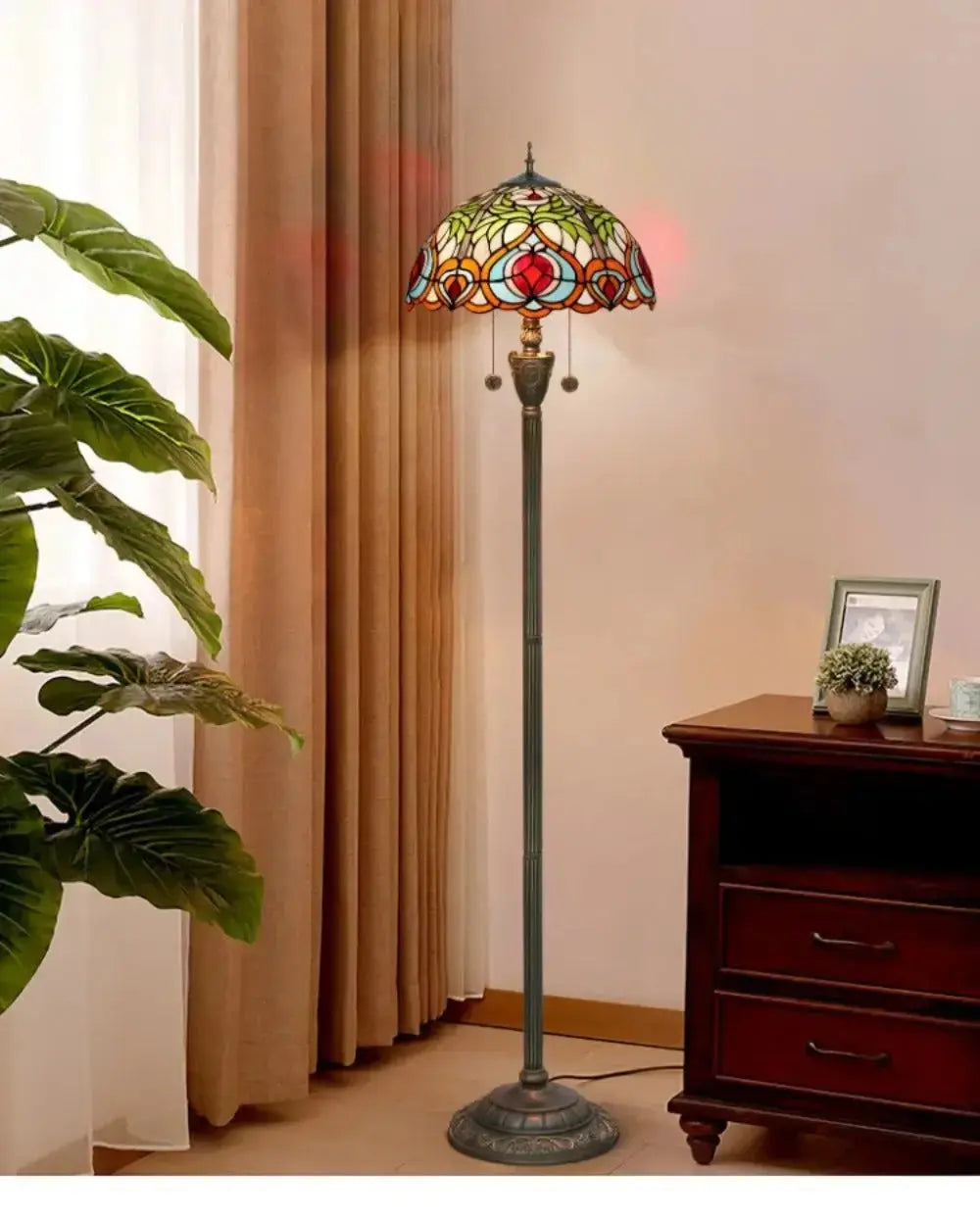 Dia40cm Luxury Stained Glass Love Peach Art Lampshade Tiffany Floor Lamp Classical Tiffany Lamp