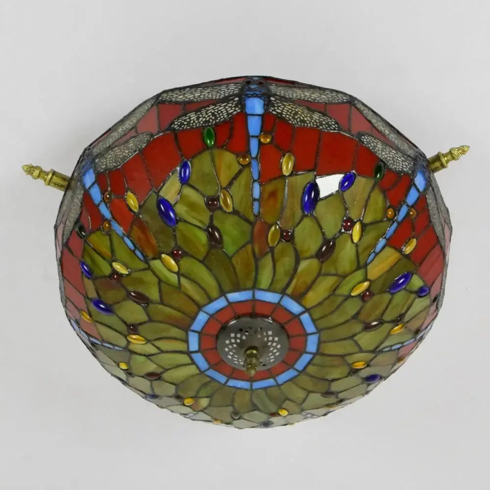 Dia55cm Stained Glass Dragonfly Lampshade Large Tiffany Ceiling Light Classical Tiffany Lamp