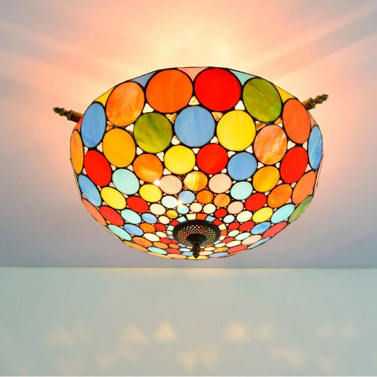Dia55cm Stained Glass Bohemia Lampshade Large Tiffany Ceiling Light Classical Tiffany Lamp