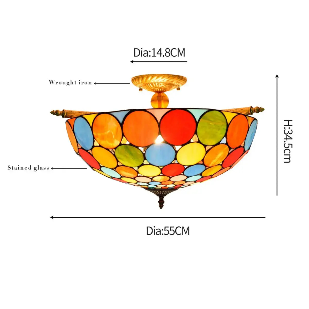 Dia55cm Stained Glass Bohemia Lampshade Large Tiffany Ceiling Light Classical Tiffany Lamp