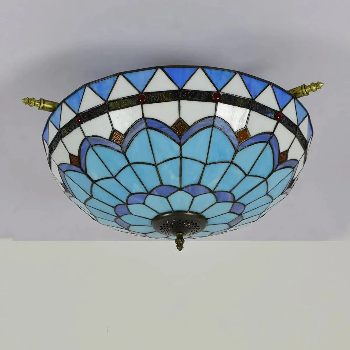 Dia55cm Stained Glass Blue Lampshade Large Tiffany Ceiling Light Classical Tiffany Lamp