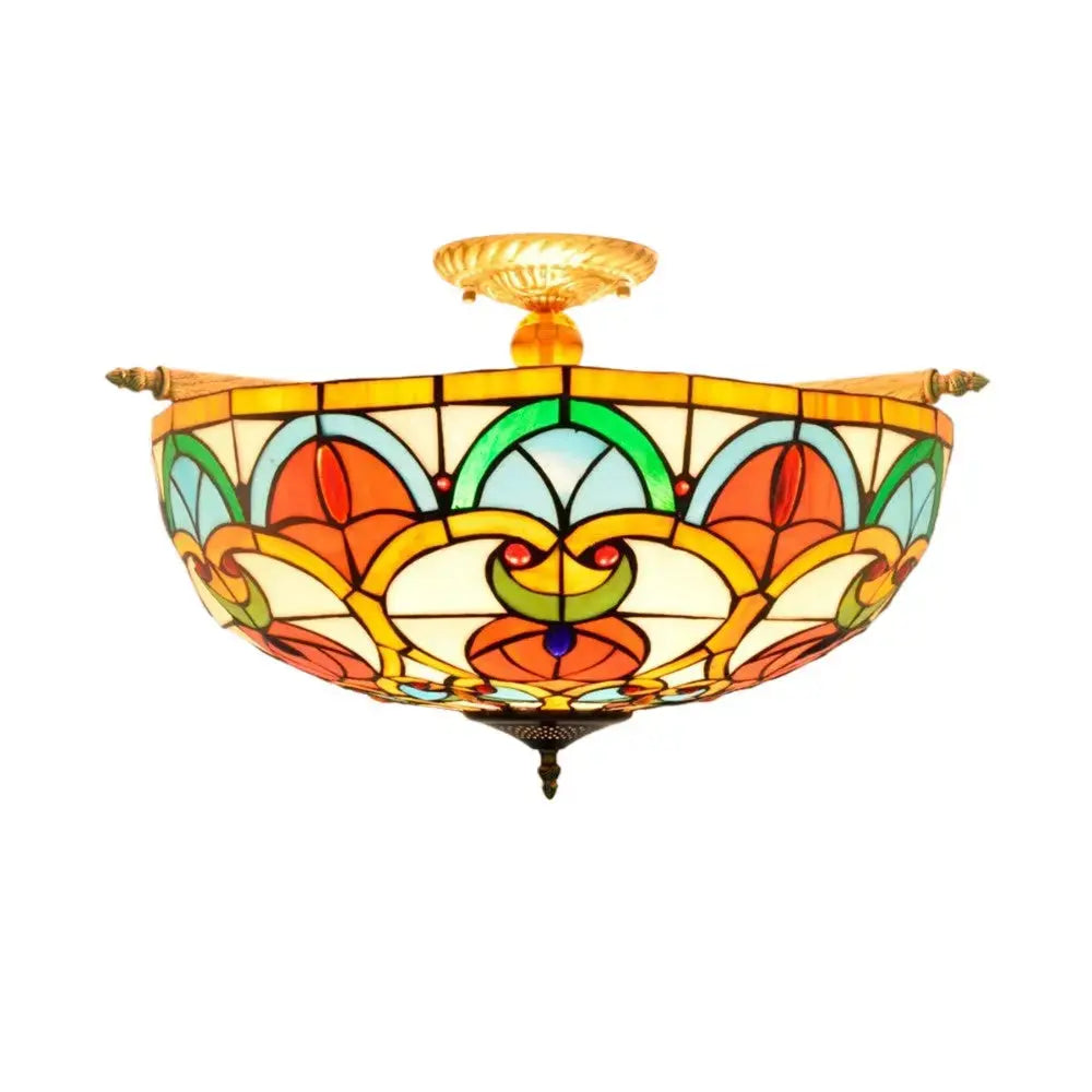 Dia55cm Stained Glass Peach Heart Beads Lampshade Tiffany Antique Ceiling Lights Classical Tiffany Lamp