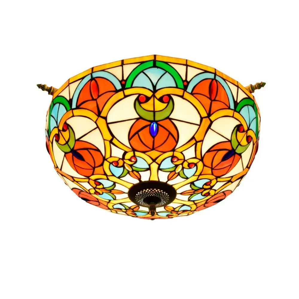 Dia55cm Stained Glass Peach Heart Beads Lampshade Tiffany Antique Ceiling Lights Classical Tiffany Lamp