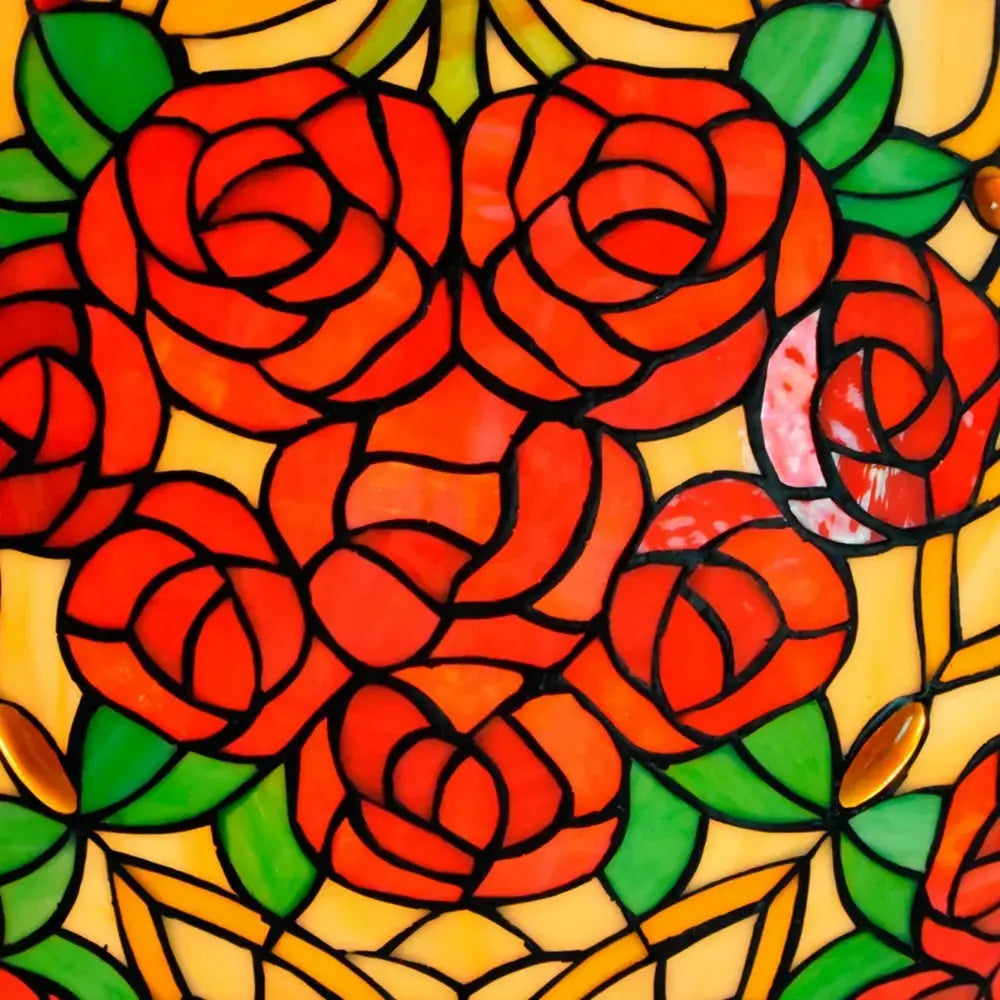 Dia55cm Vintage Stained Glass Rose Lampshade Tiffany Flush Mount Ceiling Light Classical Tiffany Lamp