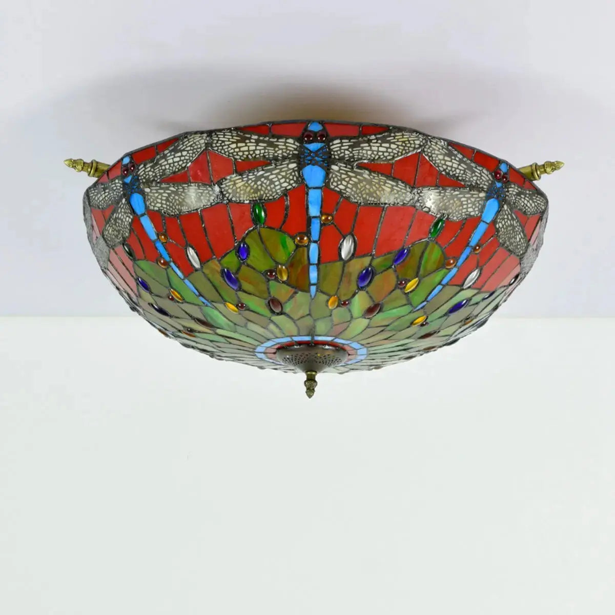 Dia65cm Stained Glass Dragonfly Lampshade Large Tiffany Ceiling Lamp Classical Tiffany Lamp