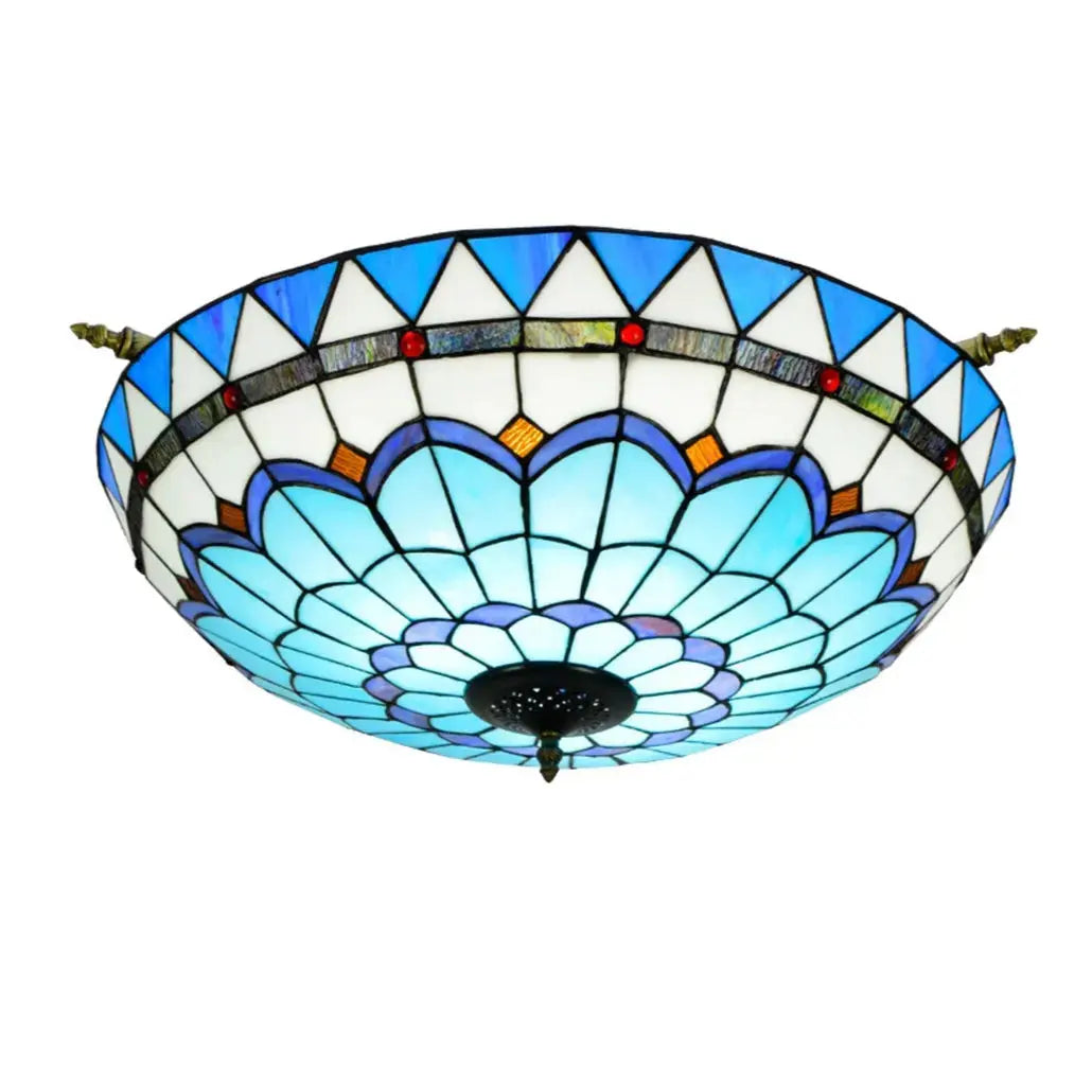 Dia65cm Stained Glass Blue Lampshade Large Tiffany Ceiling Lamp Classical Tiffany Lamp