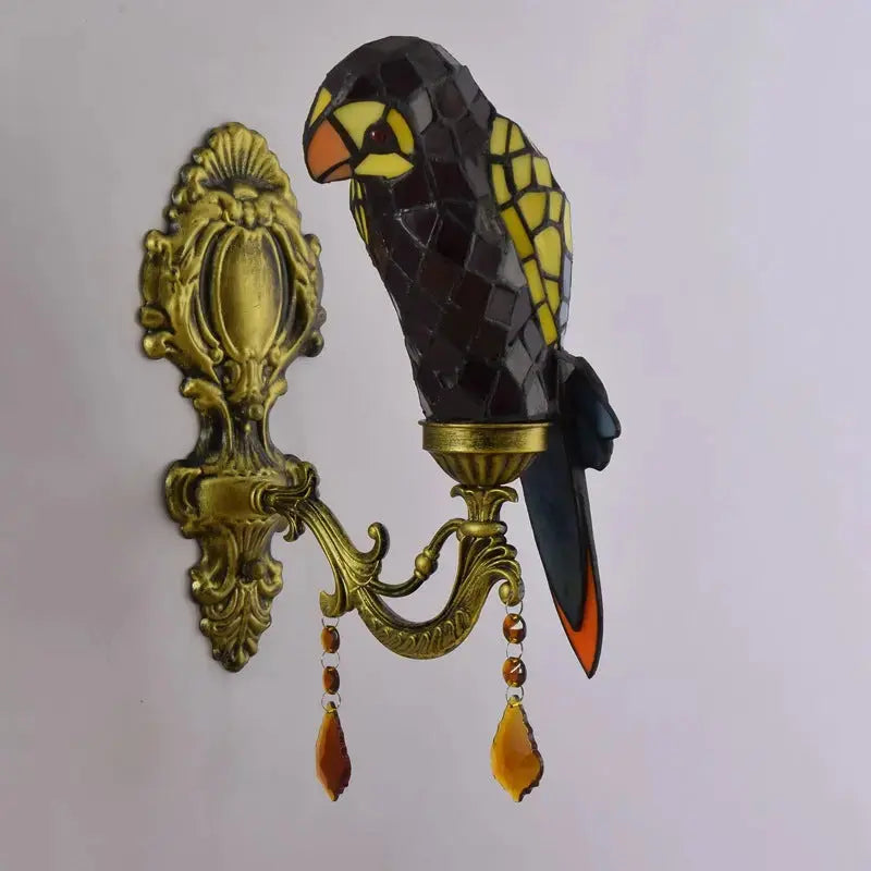 Tiffany Style Wall Lights Stained Glass Lampshade Red Parrot Sconce Classical Tiffany Lamp