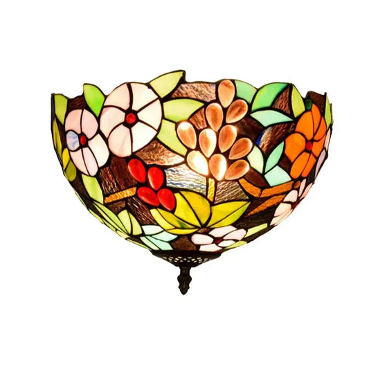 12inch Handmade Stained Glass Grape Flower Lampshade Tiffany Lights Ceiling Lamp Classical Tiffany Lamp