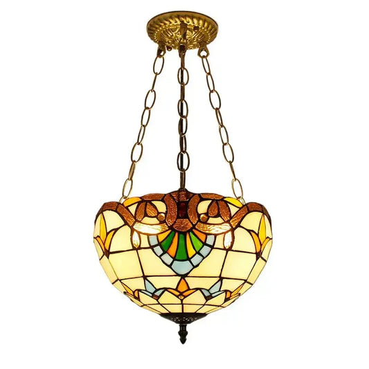12inch Stained Glass Baroque Chandelier Tiffany Style Hanging Light Classical Tiffany Lamp