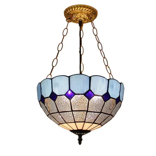 12inch Stained Glass Blue Anti-chandelier Tiffany Style Hanging Light Classical Tiffany Lamp