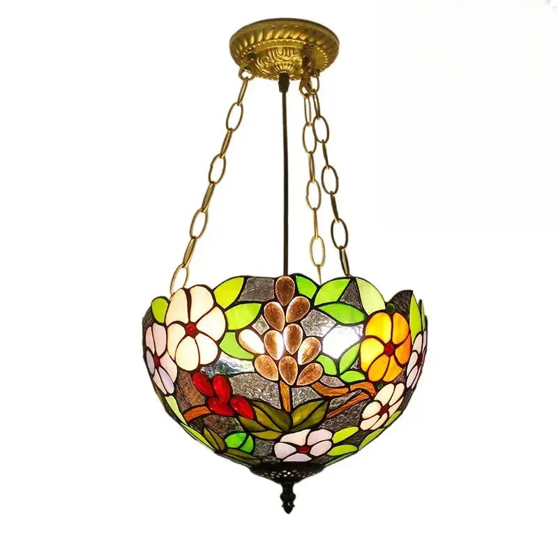 12inch Stained Glass Grapes Floral Anti-chandelier Tiffany Style Hanging Light Classical Tiffany Lamp
