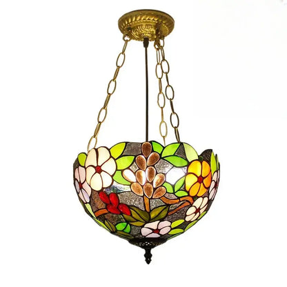 12inch Stained Glass Grapes Floral Anti-chandelier Tiffany Style Hanging Light Classical Tiffany Lamp