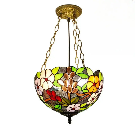 12inch Stained Glass Grapes Floral Anti-chandelier Tiffany Style Hanging Light Classical Tiffany Lamp