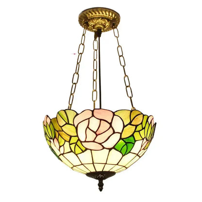 12inch Stained Glass Roses Anti-chandelier Tiffany Style Hanging Light Classical Tiffany Lamp