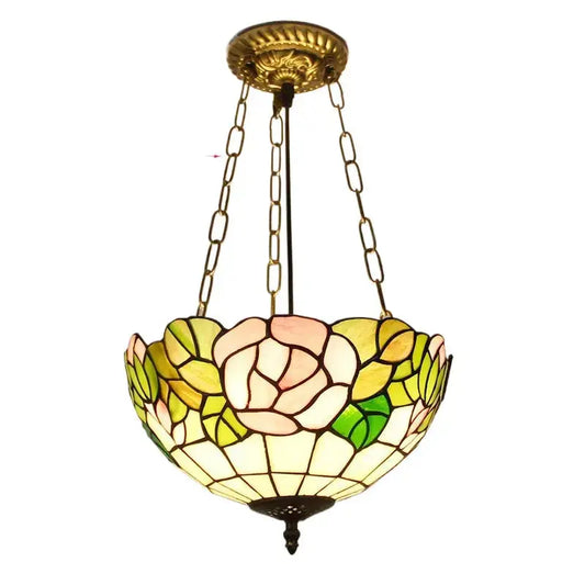 12inch Stained Glass Roses Anti-chandelier Tiffany Style Hanging Light Classical Tiffany Lamp
