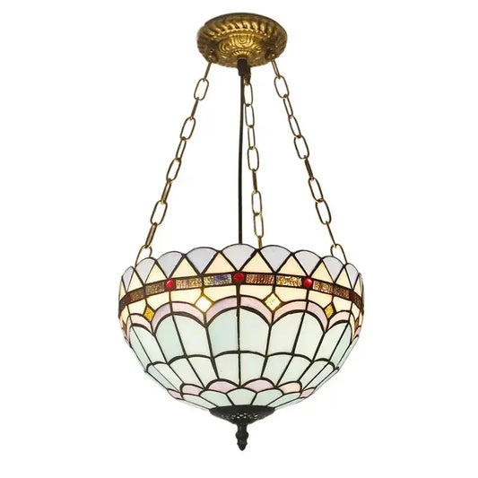 12inch Tiffany Style Hanging Light Blue Sea Anti-chandelier Classical Tiffany Lamp