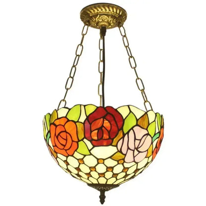 12inch Stained Glass Bead Rose Anti-chandelier Tiffany Style Hanging Light Classical Tiffany Lamp