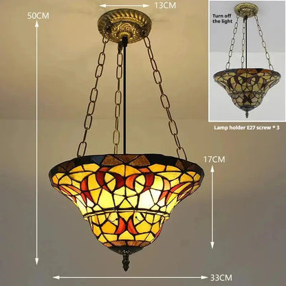 12inch Butterfly Anti-chandelier Semi Flush Mount Tiffany Style Hanging Light Classical Tiffany Lamp