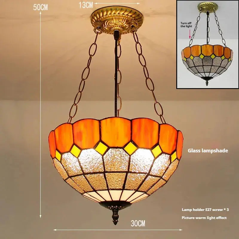12inch Tiffany Chandelier Lights Stained Glass Orange Anti-chandelier Pendant Light Classical Tiffany Lamp