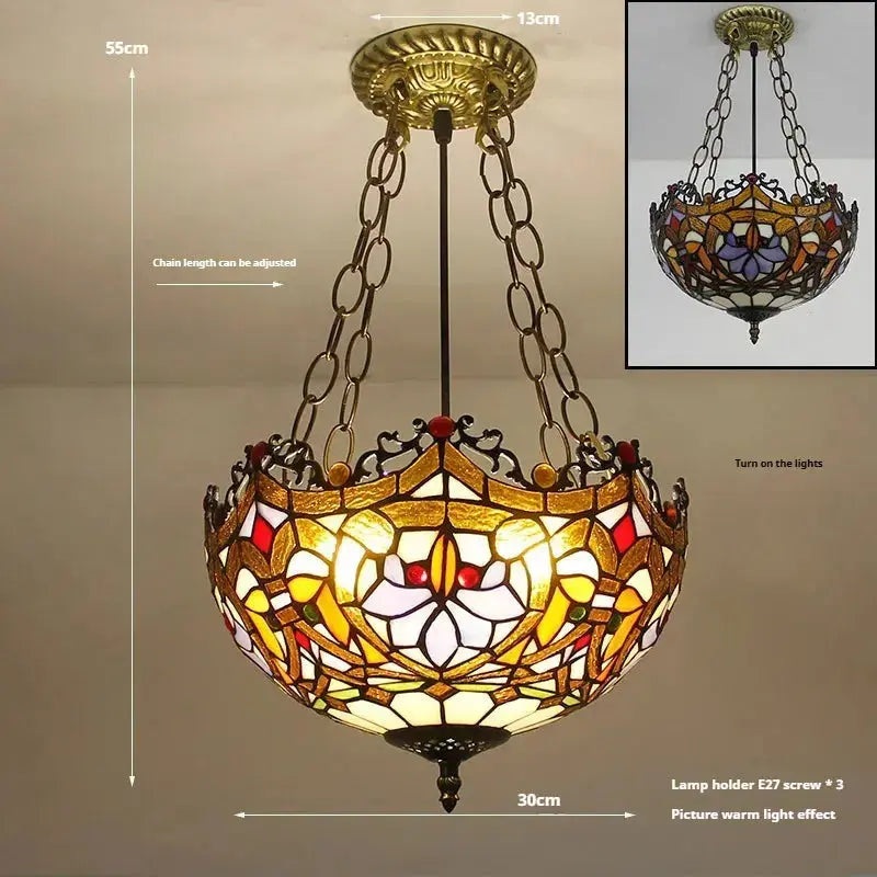 12inch Vintage Tiffany Style Hanging Light Dragon Tail Anti-chandelier Classical Tiffany Lamp