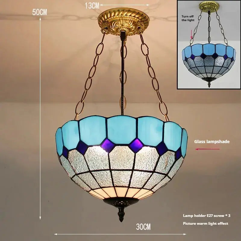 12inch Tiffany Style Hanging Light Ocean Blue Anti-chandelier Classical Tiffany Lamp