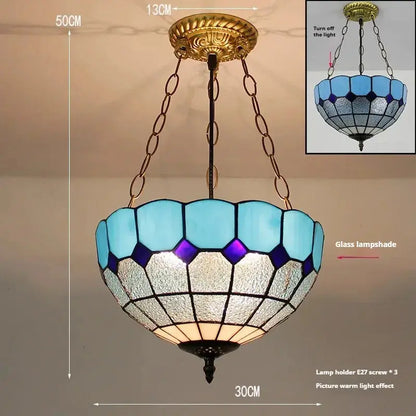 12inch Tiffany Style Hanging Light Ocean Blue Anti-chandelier Classical Tiffany Lamp