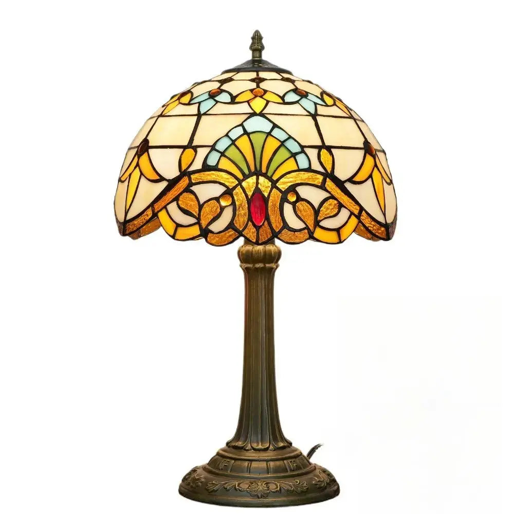 12inch Retro Stained Glass Baroque Lampshade Bedroom Bedside Desk Light Vintage Tiffany Table Lamp Classical Tiffany Lamp