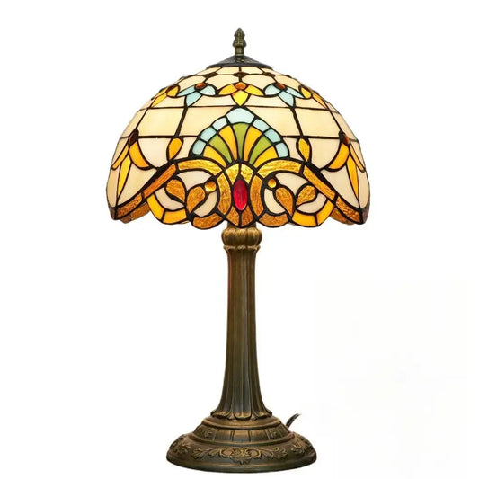 12inch Retro Stained Glass Baroque Lampshade Bedroom Bedside Desk Light Vintage Tiffany Table Lamp Classical Tiffany Lamp
