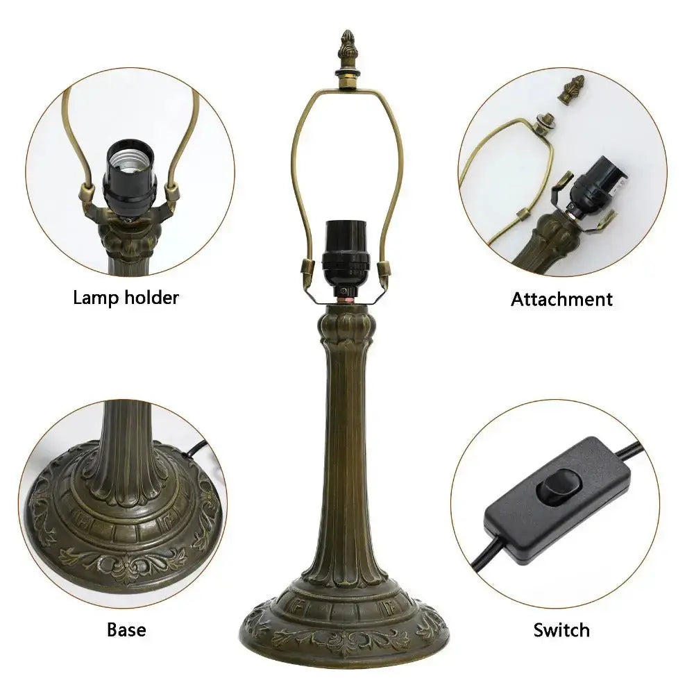 12inch Retro Stained Glass Baroque Lampshade Bedroom Bedside Desk Light Vintage Tiffany Table Lamp Classical Tiffany Lamp