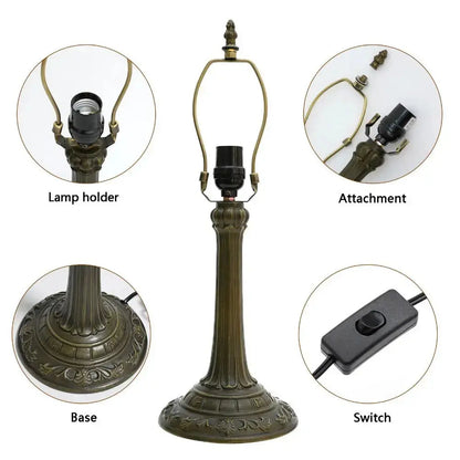 12inch Retro Stained Glass Baroque Lampshade Bedroom Bedside Desk Light Vintage Tiffany Table Lamp Classical Tiffany Lamp