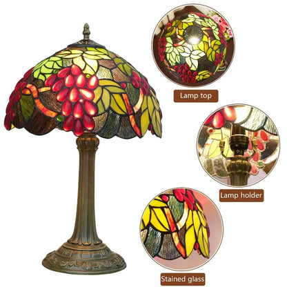 12inch Stained Glass Table Lamp Vintage Tiffany Garden Grapes Desk Light Classical Tiffany Lamp