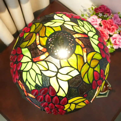12inch Stained Glass Table Lamp Vintage Tiffany Garden Grapes Desk Light Classical Tiffany Lamp