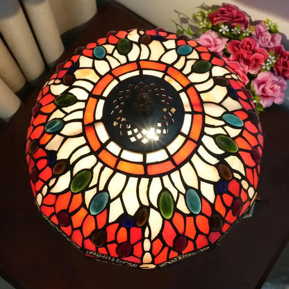 12inch Red Dragonfly Tiffany Lamp Stained Glass Lampshade Vintage Desk Light Classical Tiffany Lamp