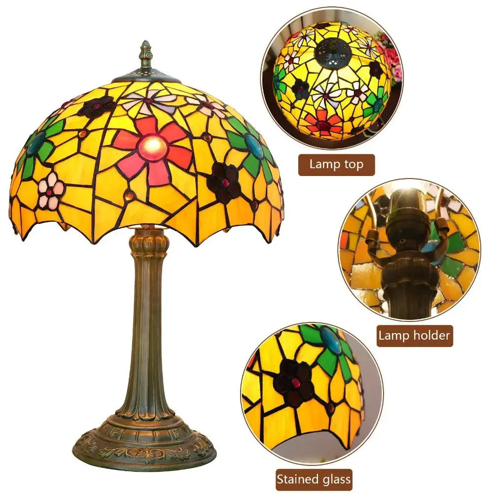 12inch Tiffany Bedside Lights Stained Glass Cherry Blossoms Lampshade Vintage Table Lamp Classical Tiffany Lamp