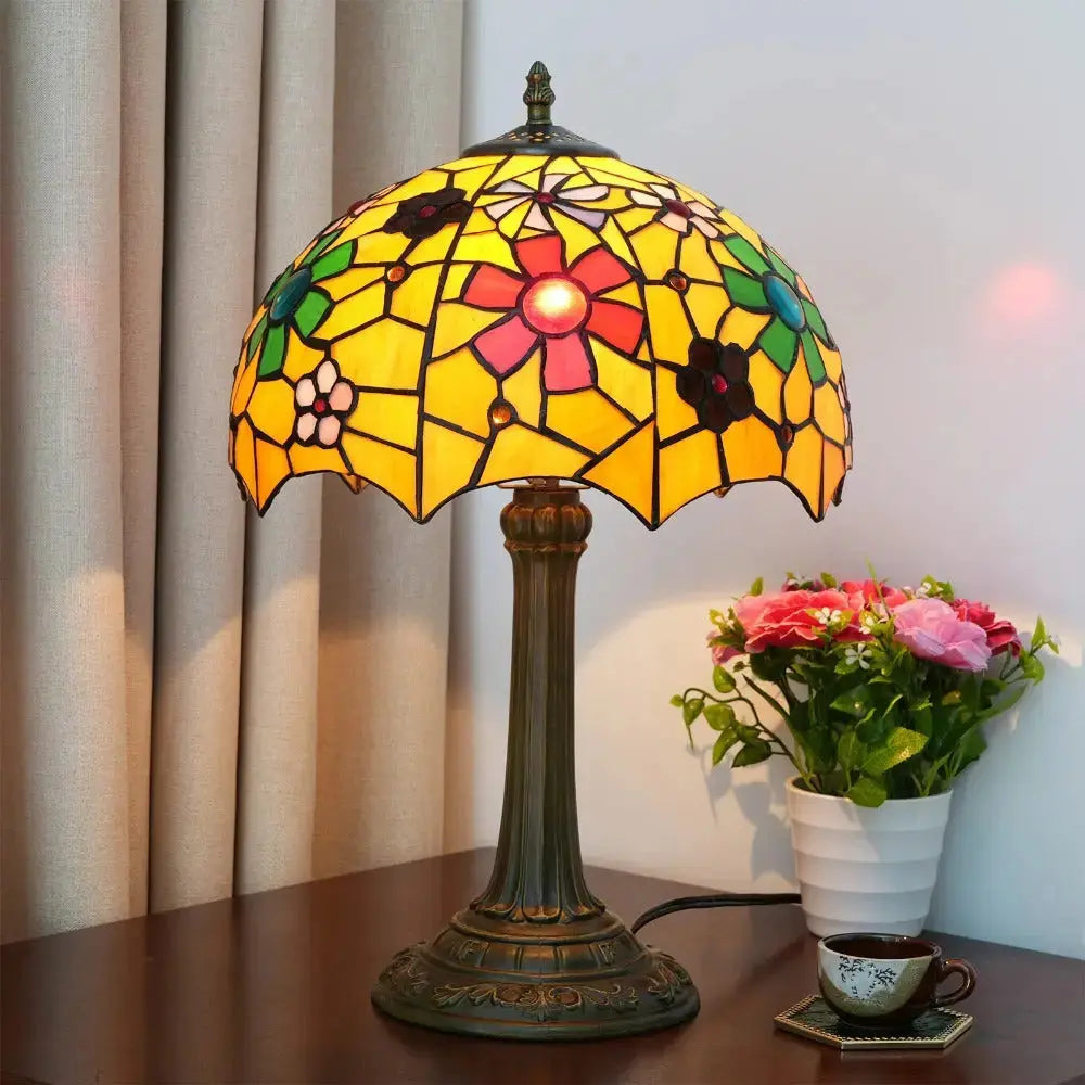 12inch Tiffany Bedside Lights Stained Glass Cherry Blossoms Lampshade Vintage Table Lamp Classical Tiffany Lamp