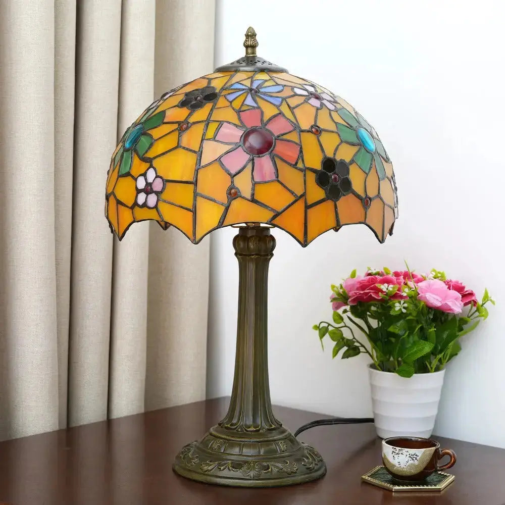 12inch Tiffany Bedside Lights Stained Glass Cherry Blossoms Lampshade Vintage Table Lamp Classical Tiffany Lamp