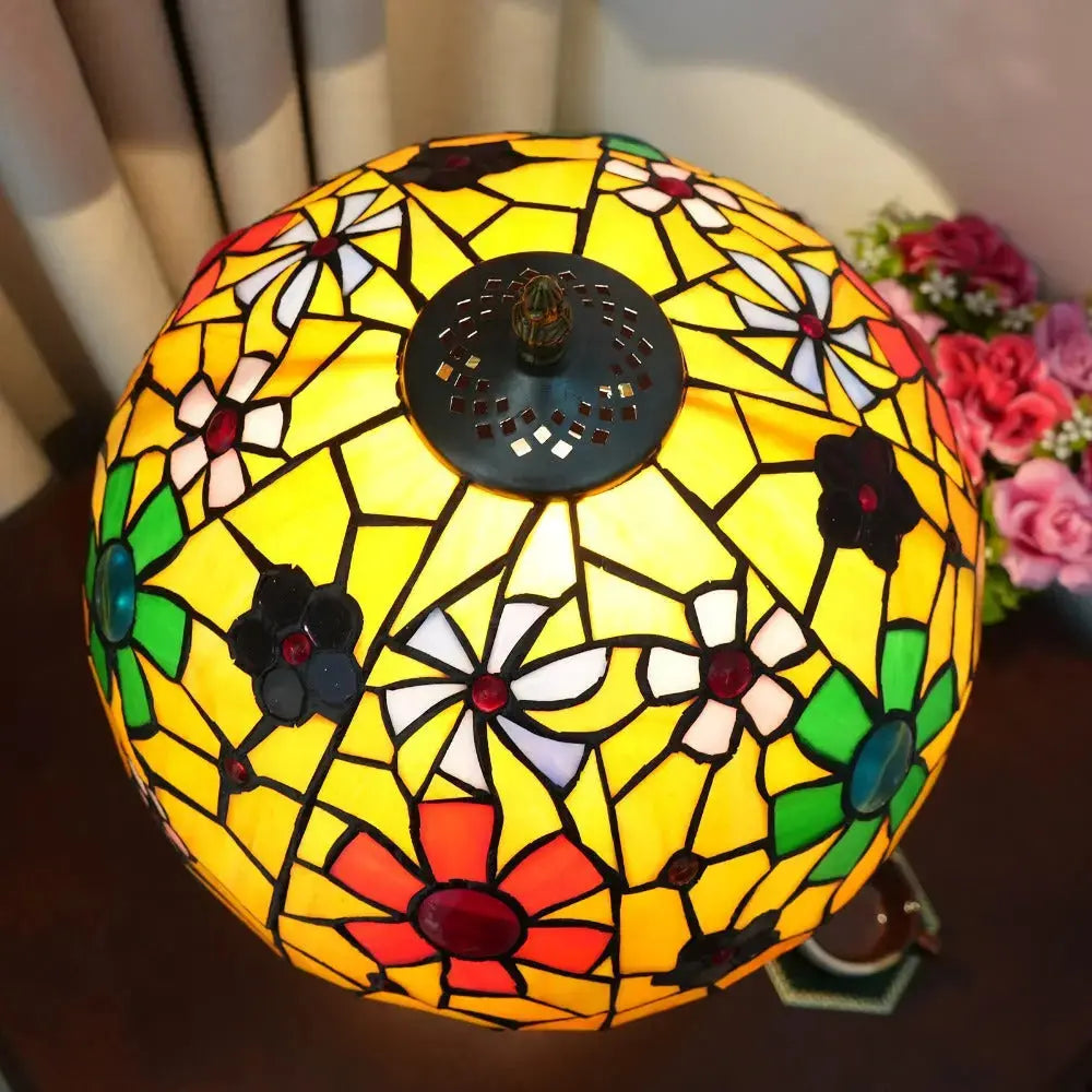 12inch Tiffany Bedside Lights Stained Glass Cherry Blossoms Lampshade Vintage Table Lamp Classical Tiffany Lamp