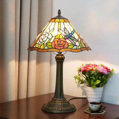 12inch Stained Glass Reading Lamp Dragonfly Lampshade Vintage Tiffany Desk Light Classical Tiffany Lamp